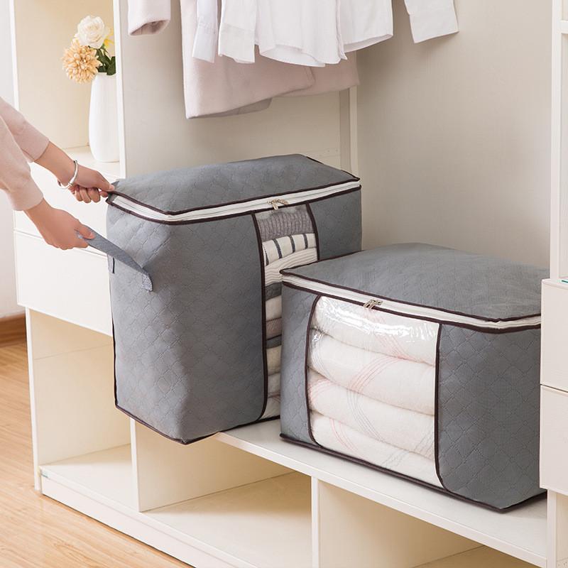 Foldable Closet Organizer Clothing Storage Bags Blankets Storage With Clear Window, Reinforced Handle and Sturdy Zipper