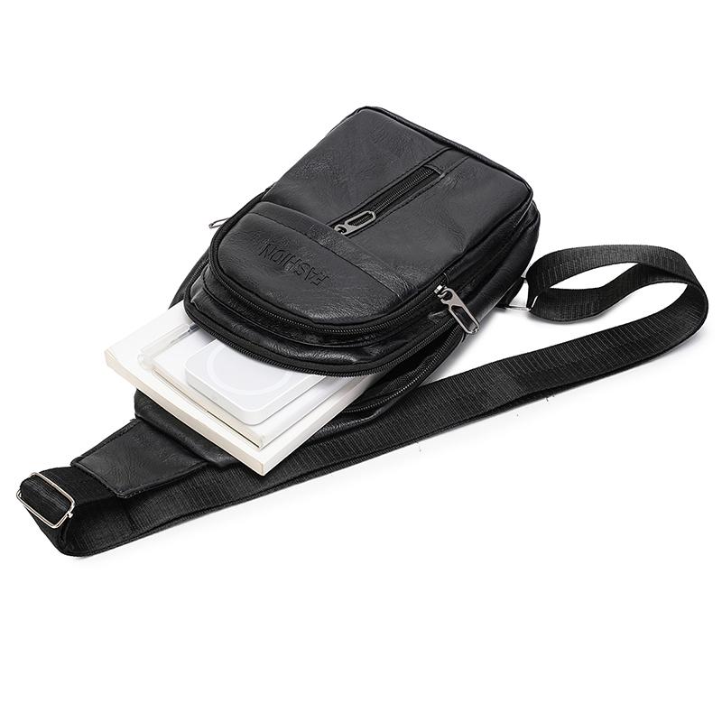 Chest Bag Vintage Soft Leather Crossbody Bag Men's Business Shoulder Bag