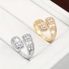 Open Ring Female, Adjustable Micro-Inlaid Zircon Ring Chic Style Fashion