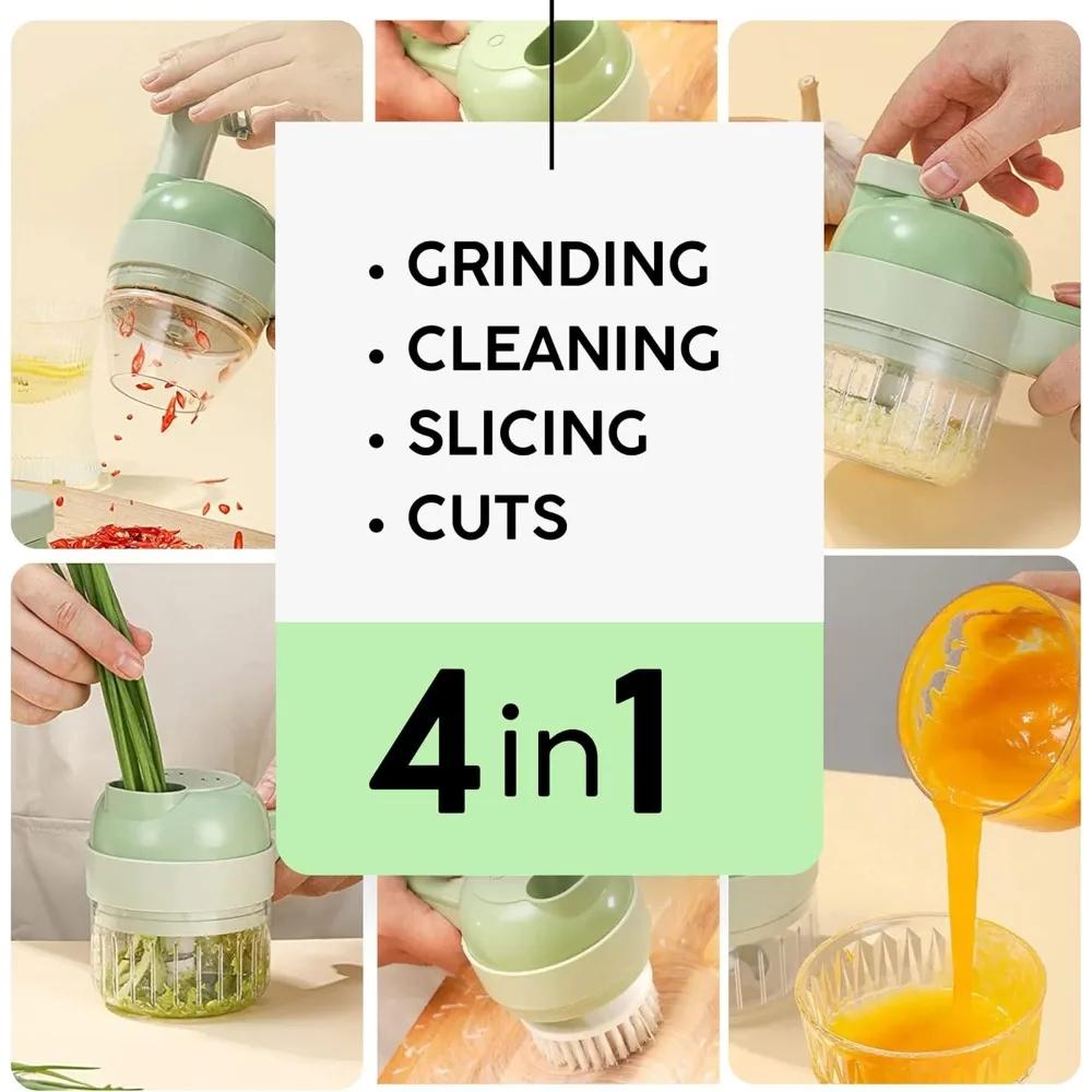 Multifunctional Electric Vegetable Cutter Set, Portable Cordless Vegetable Processor for Garlic, Pepper, Onion, Celery, Meat