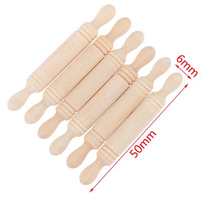 6Pcs Dollhouse Miniatures Wood Rolling Pin Toy For Educational Intelligence Creativity Development Rolling Stick Kitchen Prop