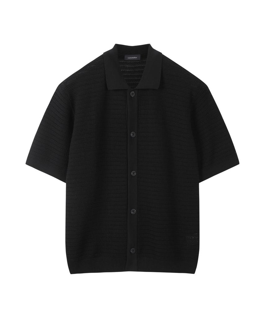 Customellow Black Mesh Half Sleeve Cardigan_Cwwam25312Bkx