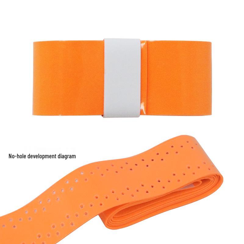 Elastic Perforated PU Leather Overgrip for Badminton, Tennis & Table Tennis Rackets, Fishing Rods with Ribbed Sweatband