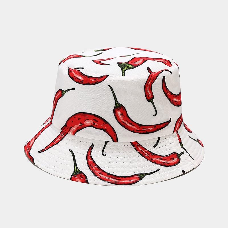 Sombrero de pescador con estampado creativo de vegetales para mujer, sombrero para el sol para exteriores, de verano, versátil