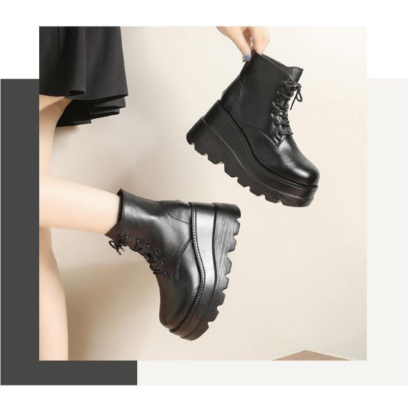 Height Increasing Women High Heels British Style Short Boots