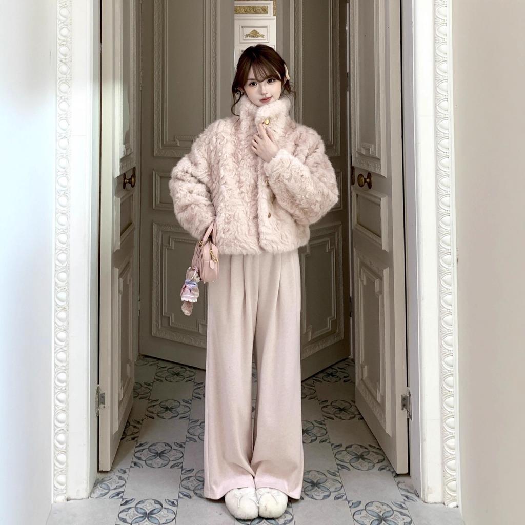 New small lake sheepskin integrated plush coat winter women's flower fox mink environmentally friendly fur thick coat