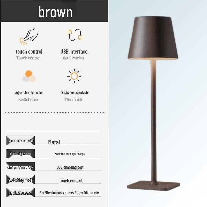 Rechargeable Touch-Control Table Lamp for Restaurants, Cafés, and Outdoor Use
