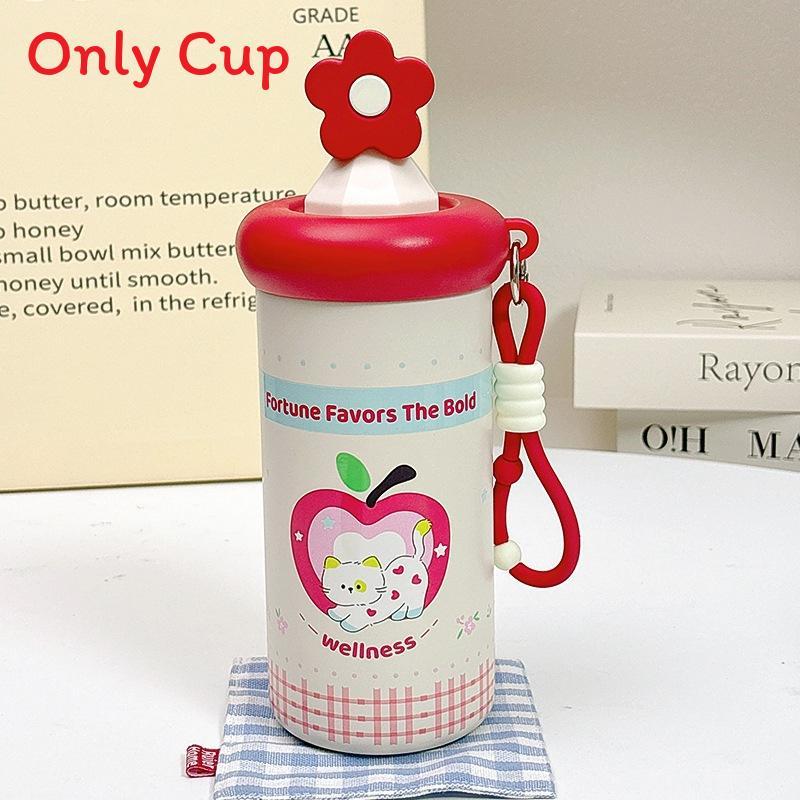 Cute Cat Theme 600ml Stainless Steel Insulated Travel Mug With Straw For Kids And Adults