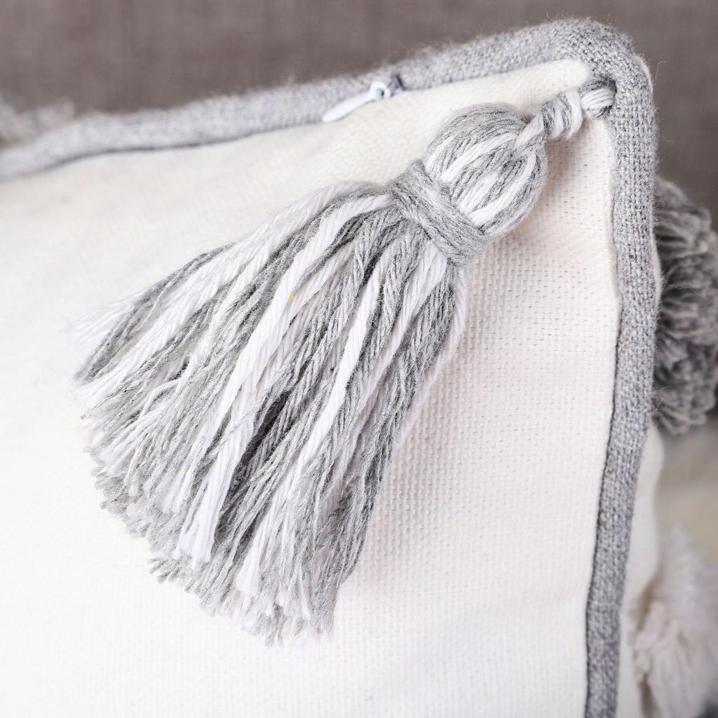 Nordic Moroccan Tassel Tufted Pillow Light Luxury Famous Style Embroidered Back Cushion Pillow Cover Happy Word Cushion