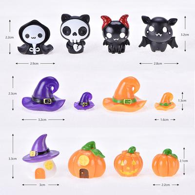 Halloween-Figur, Miniatur, süßer Geist, Kürbis, Fledermaus, Mini-Ornament, Halloween-Dekoration, Mikrolandschaft für Heim-Schreibtisch-Dekorationen