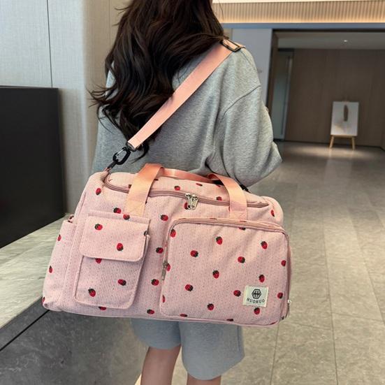 Strawberry Travel Carryall Large Capacity Wet And Dry Separation Duffel Bag Crossbody Gym Bag with Shoes Compartment for Fitness Weekender