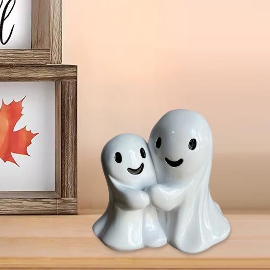 Hugging Ghosts Figurine Tabletop Ghost Decoration Halloween Decor Ghost Statue for Home Mantel Office Desk Shelf Decor