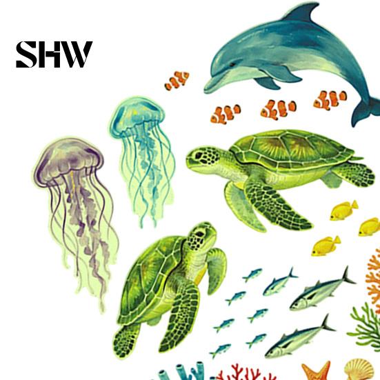 Underwater World Toilet Seat Decals Ocean Themed Glow In The Dark Stickers, Waterproof PVC Marine Life for Bathroom Stickers Wall Decor, Dolphins