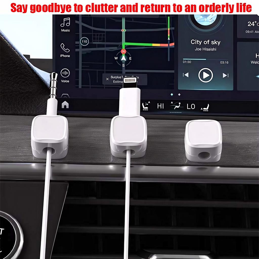 10Pcs Magnetic Cable Holder Self Adhesive Cord Clip Smooth Pulling Charging Cable Keeper Wire Clip for Car/Home/Office