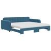 VidaXL Daybed with Trundle Bed and Mattress Blue 100x200 Cm Velvet 3196959