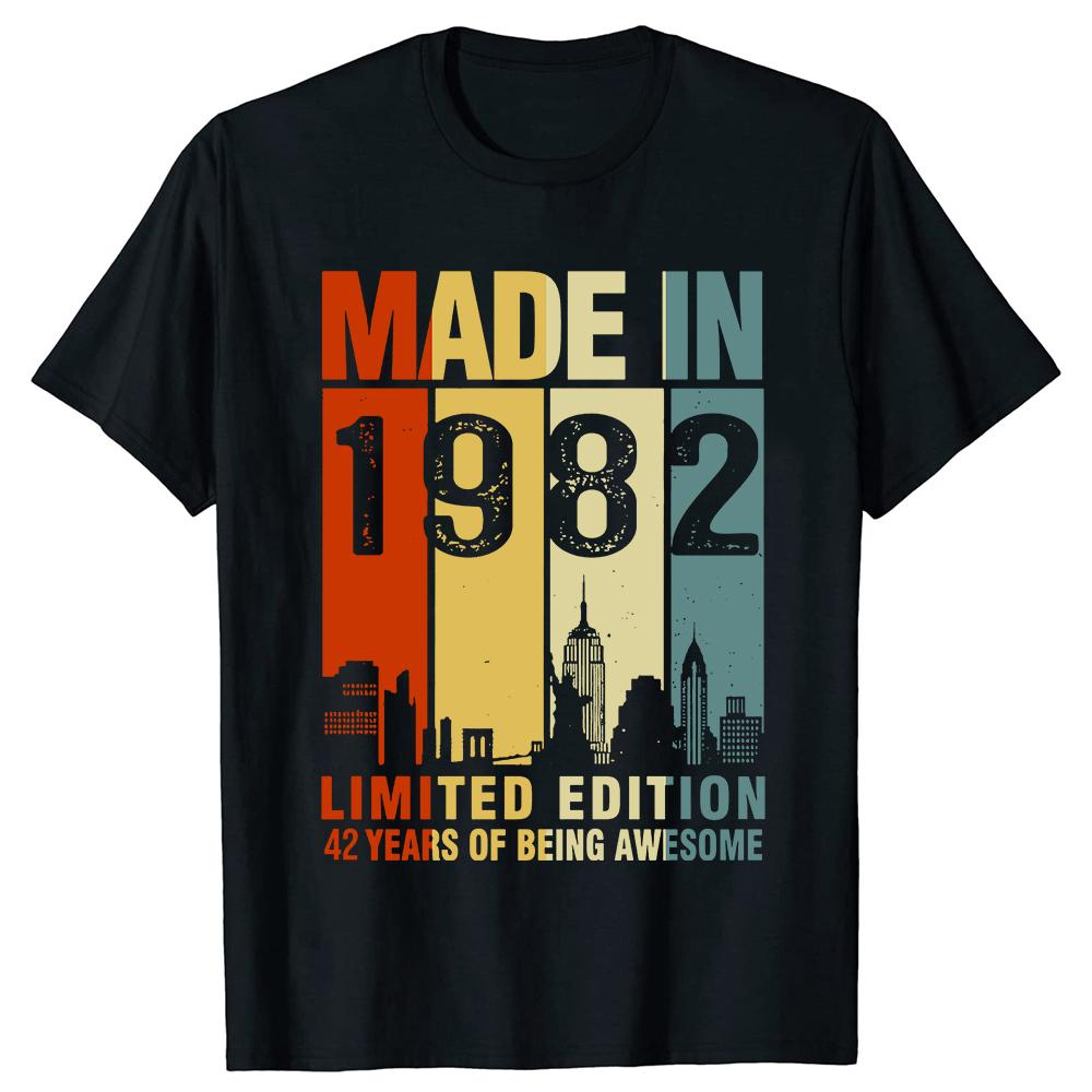 Grappige Made In 1982 Limited Edition 42 Jaar Geweldig Zijn T-shirts Zomer Katoen Streetwear Verjaardagscadeaus T-shirt Unisex