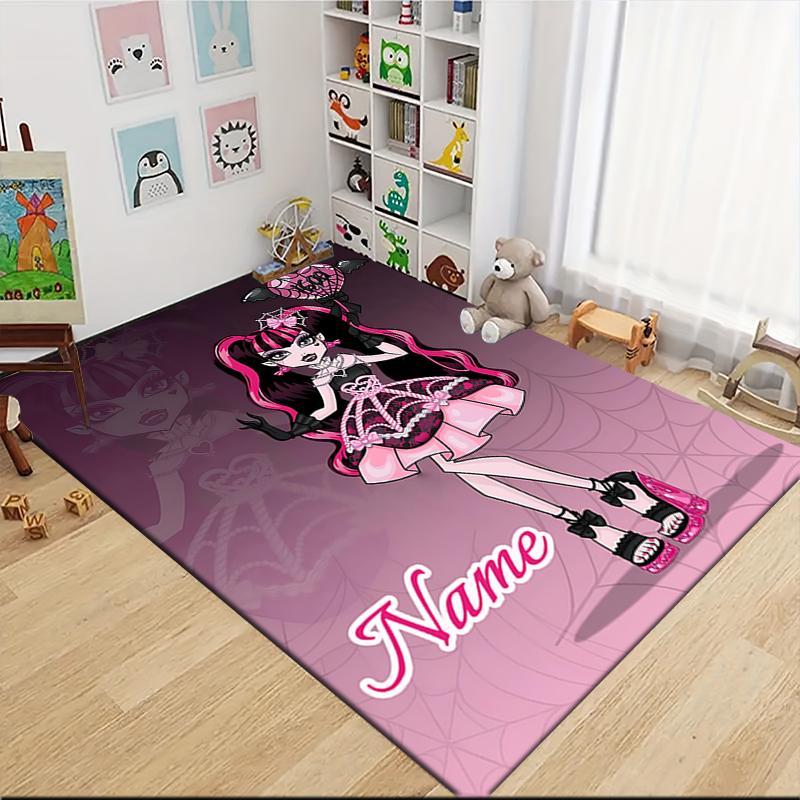 Custom Name Monster High Fashion Carpet Rug Customizable Soft Washable Anti-Slip Home Living Room Sofa Mats Personalized Rug. 0909404