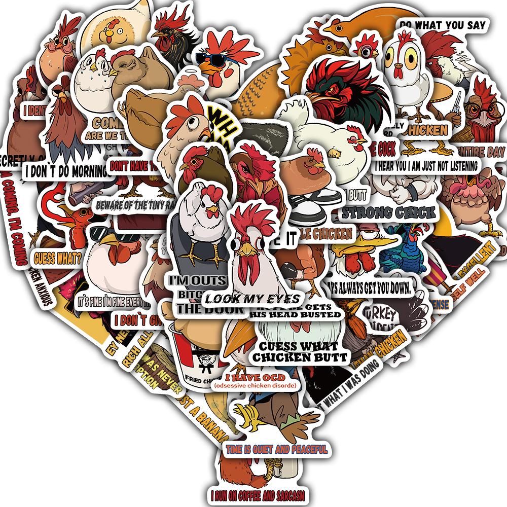 

50PCS Chicken Stickers Graffiti Phone Skateboards Luggage Creative Laptop Aesthetic Students Harajuku Gifts Skateboard Sticker