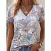 Women's T Shirt Print Graphic Plants Abstract Stylish Classic Casual Short Sleeve V Neck Regular Tops