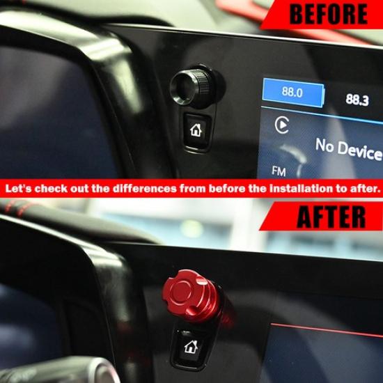 Aluminum Volume Knob Red for Corvette C8 2020-2024 Center Console Replacement