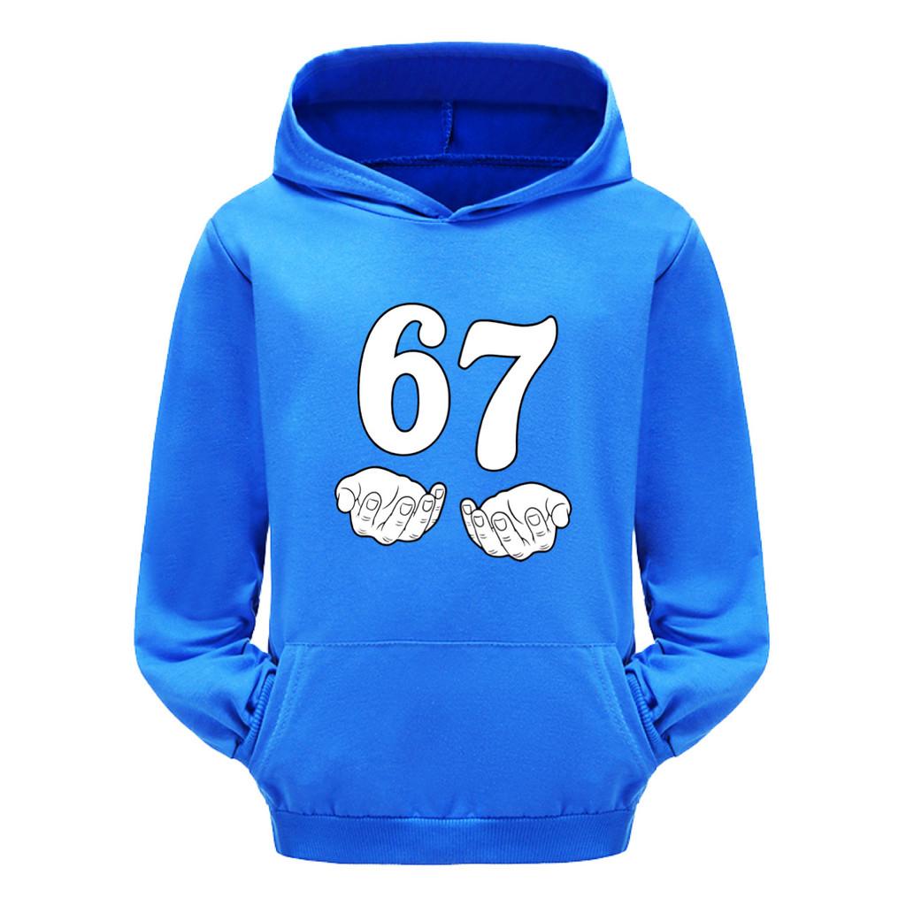 5391 Boys Girls Steal a Brainrot 67 Printed Cotton Fashion Long Sleeves Hoodies