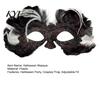 Elegant Mysterious Dance Party Mask Feather Masquerade Masque, Halloween Half Face Vintage Venetian Lace Masque Eye for Carnival Costume, Mardi Gras,
