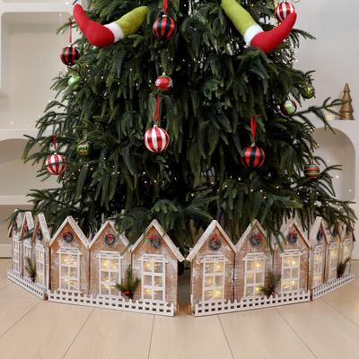 Luminous Foldable Snow Scene Christmas Tree Canopy Decoration, Christmas Hotel Christmas Tree Decoration Fence Decoration
