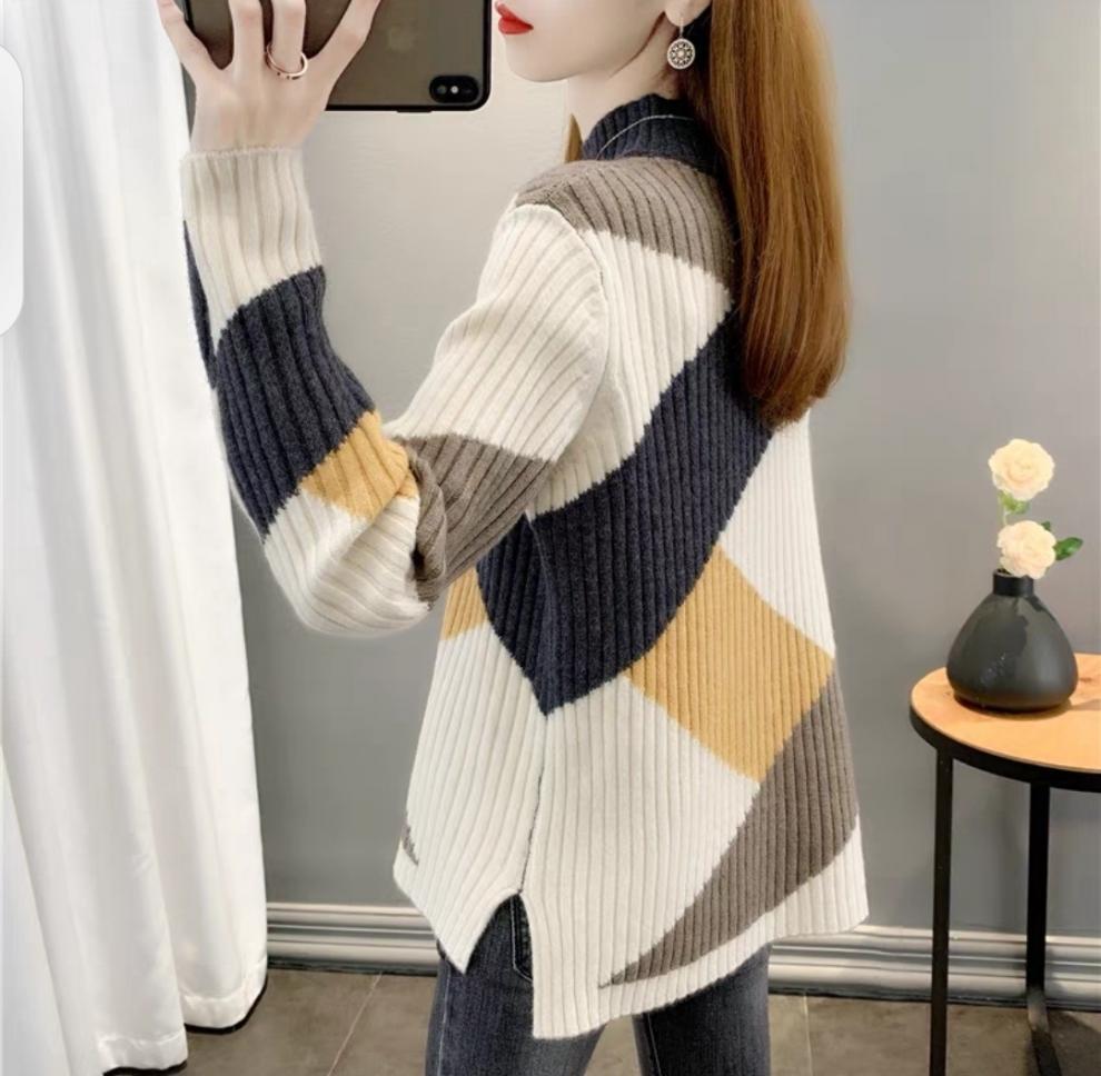 Women's Thick Warm Sweater - Autumn/Winter 2025 High Neck Loose Knit Pullover