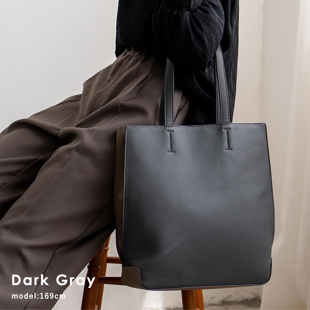 VITAFELICE Women's Two-Tone Square Tote Bag inb-10157p (Dark Gray)