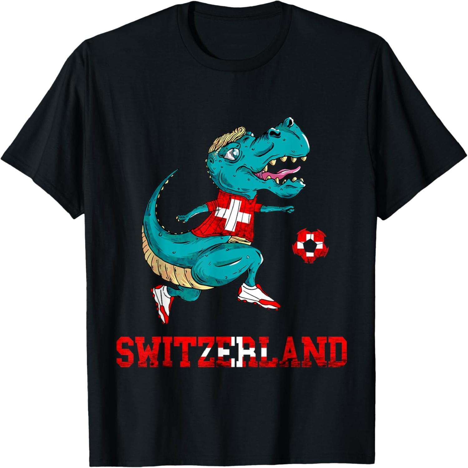 Swiss Football Team T-Rex Swiss Roots Switzerland Swiss Flag T-Shirt S