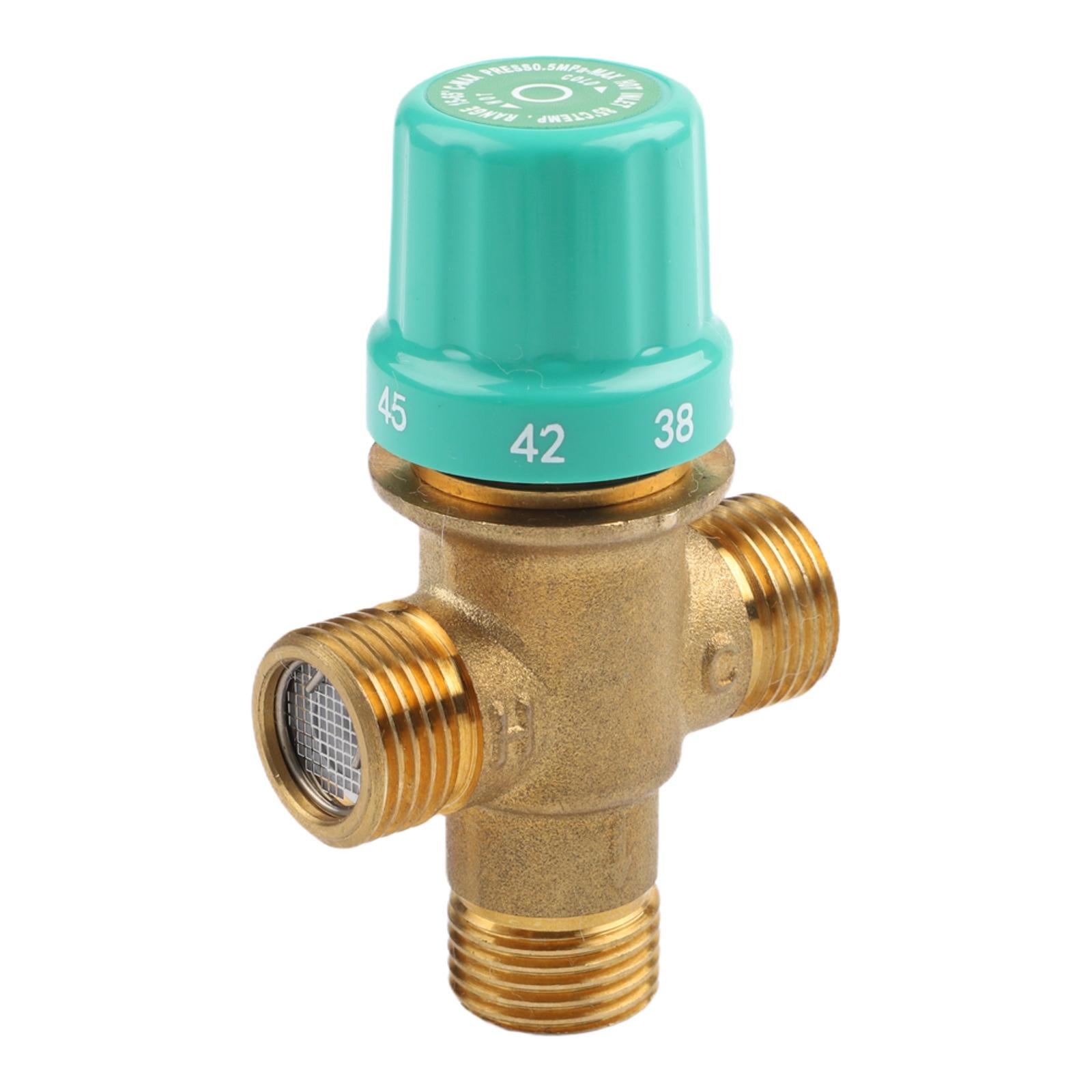 

Copper Thermostatic Mixing Valve For Hot And Cold Water Control For Heating System Shower Faucet 1/2 Inch Interface