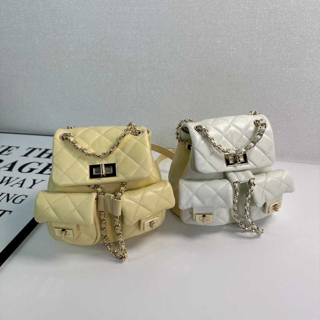 Xiaoxiang genuine leather little frog mini backpack women's high-end sense versatile first layer sheepskin rhombus chain bag small backpack