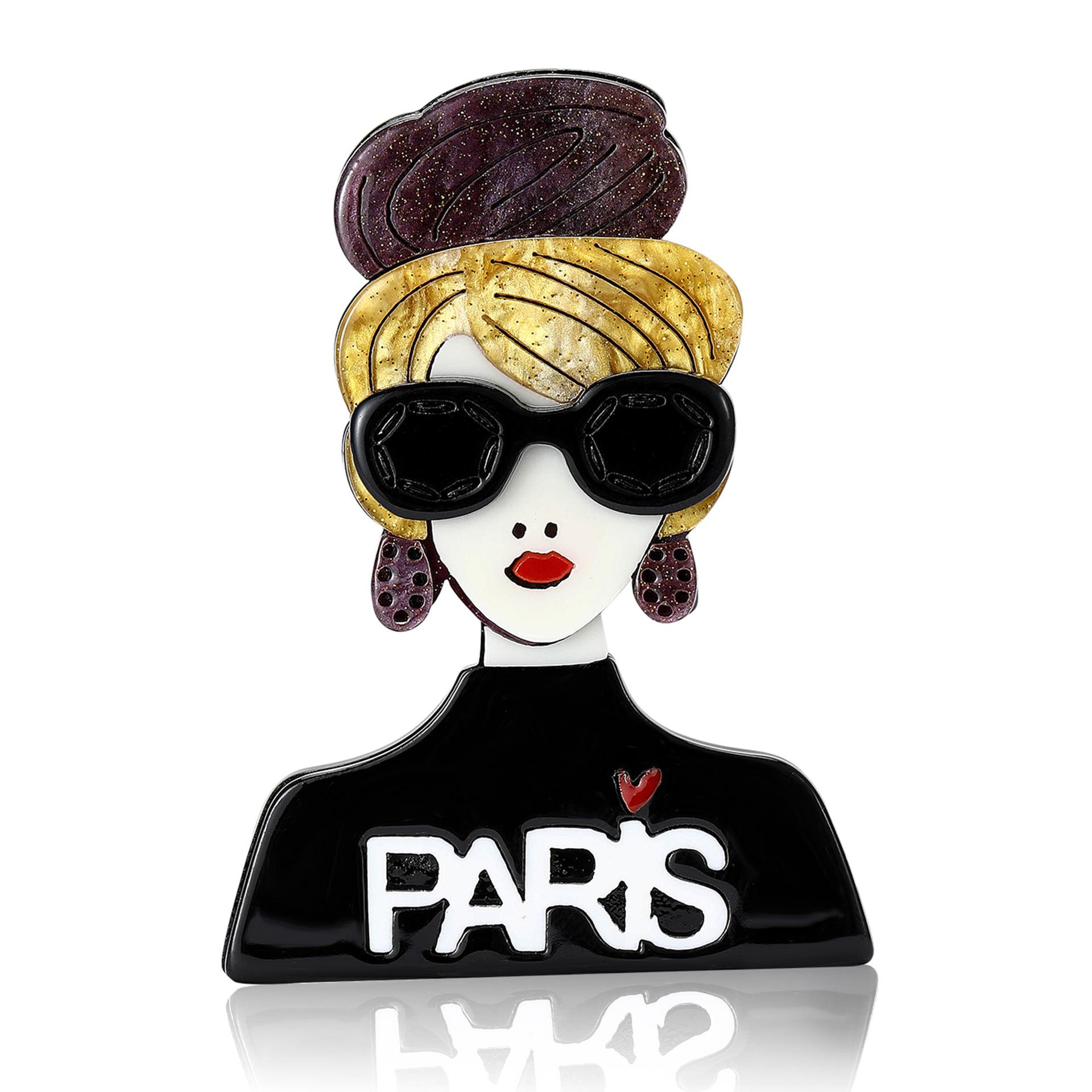 

Модная акриловая брошь для девочки, персонализированный и креативный аксессуар для цветка на грудь чёрный