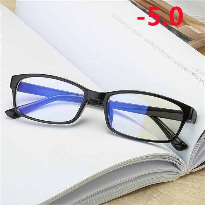 Black Frame Anti-Blu-Ray Square Nearsighted Eyeglasses Women Men Plastic Minus Degree Prescription Glasses -0.5 -1.0 To -6.0