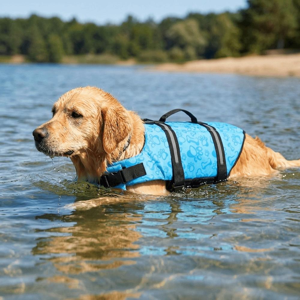 Impugnatura Portatile Giubbotto di Salvataggio per Cani Fibbia a Rilascio Rapido Costume da Bagno per Cani Salvagente per Animali Domestici Nautica