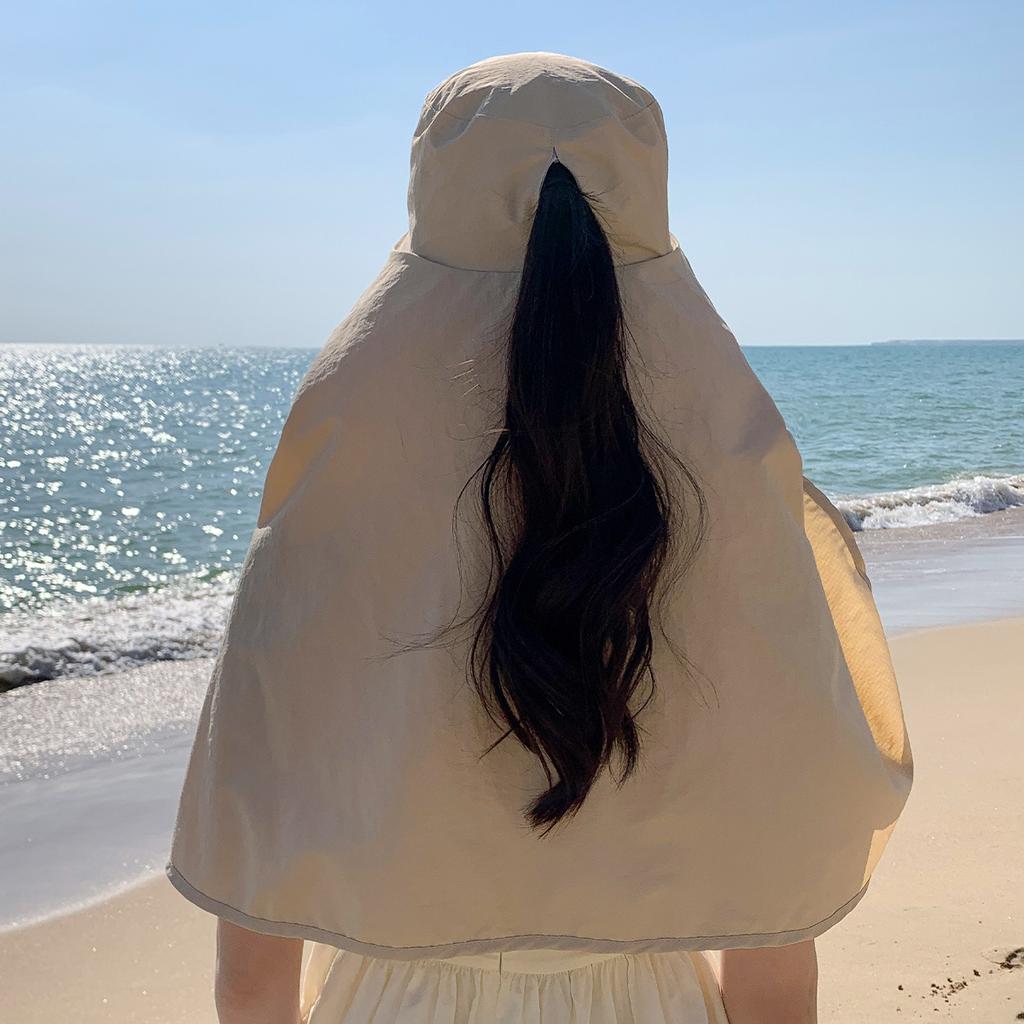 Outdoor Sun Protection Large Shawl Integrated Hat Shoulder and Neck Sun Hat Face Cover Big Eaves Sun Hat Beach Fisherman Hat