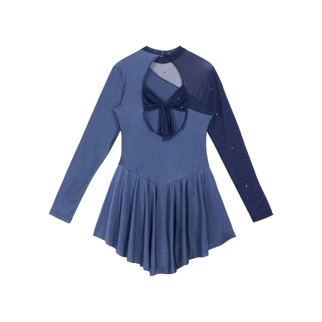 Γυναικείο φόρεμα για πατινάζ με μακρύ μανίκι λαιμόκοψη Φορέματα χορού Leotard Φόρεμα για καλλιτεχνικό πατινάζ