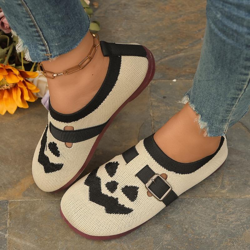 Autumn new women's shoes Halloween pumpkin casual cloth shoes lightweight breathable versatile single shoes wholesale