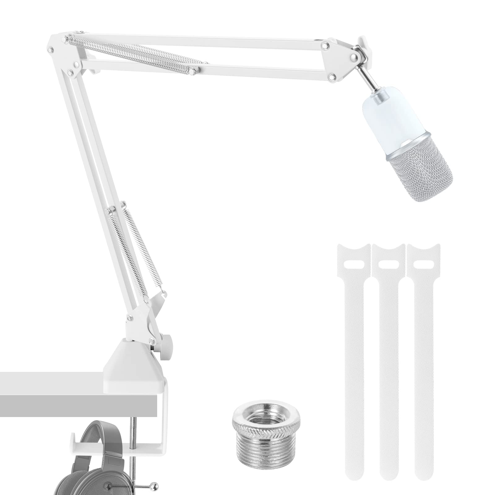 

EmJTao SoloCast USB Boom Arm Mic Adjustable Suspension Boom Scissor Arm Stand for HyperX SoloCast Gaming Microphone Stand, (White) білий