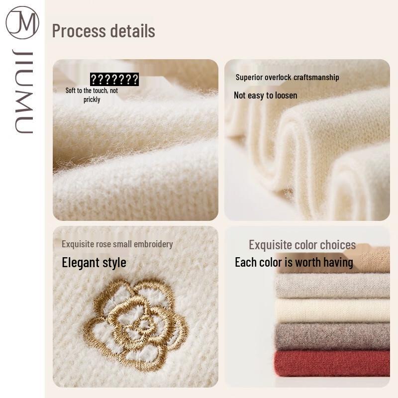 JIUMU Women's Cashmere Cross-Knit Neck Warmer Scarf