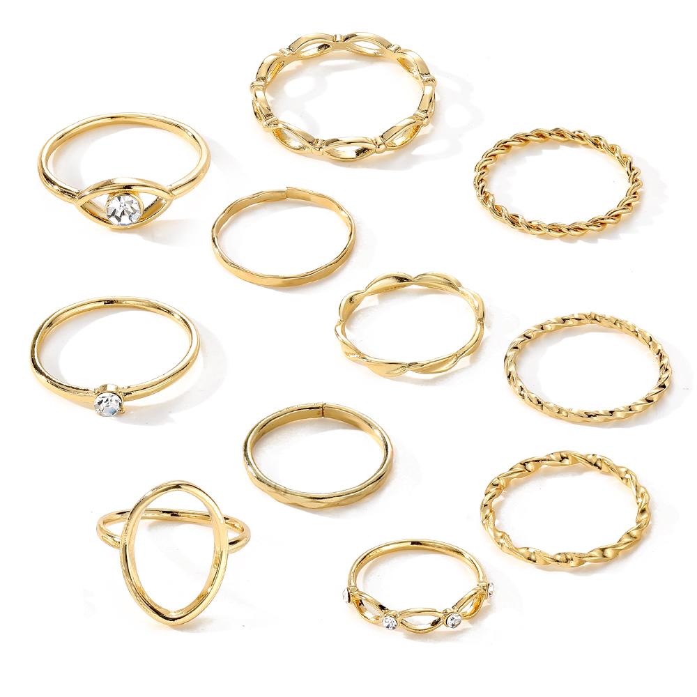 2023 Anello Moda Foglia Goccia Spirale Perla Set da 21 Pezzi Anello Intrecciato Foglia Oro Set da 11 Pezzi Gioielli Ragazze Studentesse Lusso Festa Elegante Glamour Sexy