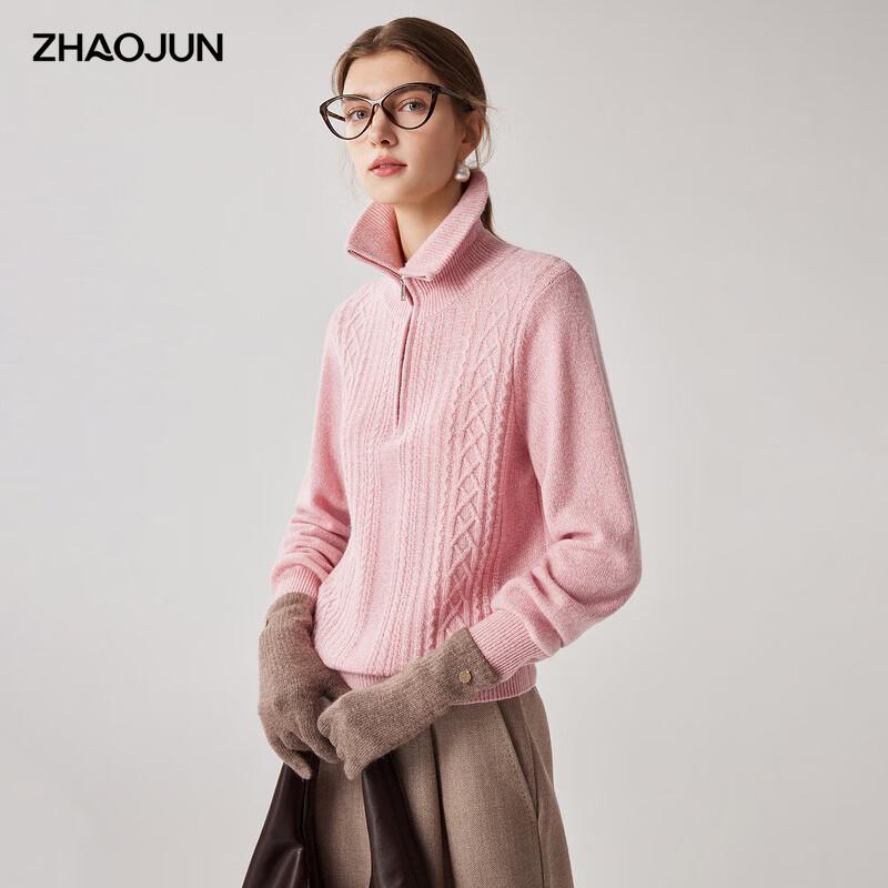 Zhaojun Women's Cashmere Half-Zip Cable Knit Sweater