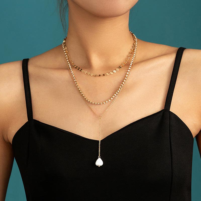 

Chic Multi-Layer Necklace with Imitation Pearl Pendant for Women
