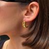 Salircon Exquisite Stainless Steel Glass Drill Stud Earrings Women's Luxury 18K Gold Plated Piercing Earrings Waterproof Jewelry