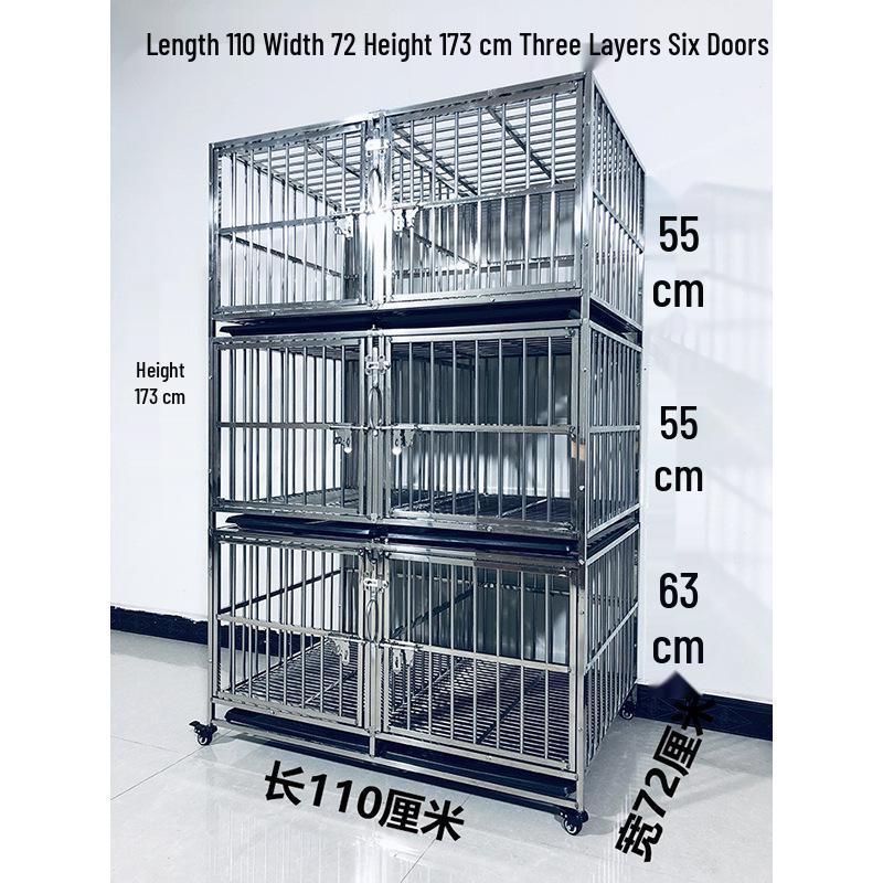 Stainless Steel Multi-Layer Dog Cage for Small to Medium Dogs - Parent-Child Design, Ideal for Pet Shops & Boarding
