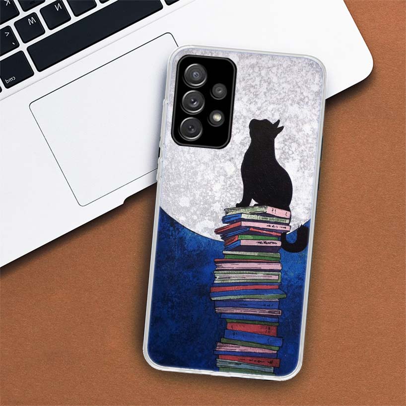 Black Cat Cartoon Cute Phone Case For Samsung Galaxy A55 A54 A53 A52 A15 A14 A13 A12 A35 A34 A33 A32 A25 A24 A23 A22 A04S A03S A