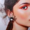 Retro Punk Hepburn Style Black Spider Pearl Earrings for Halloween