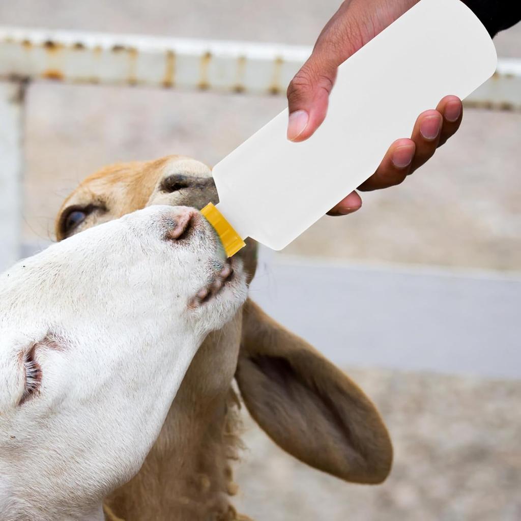 Yardwe 5 Sets 400ml Plastic Goat Nipple and Bottle Kit for Feeding Baby Goats, Lambs, Puppies - Small Animal Milk Bottle with Scale