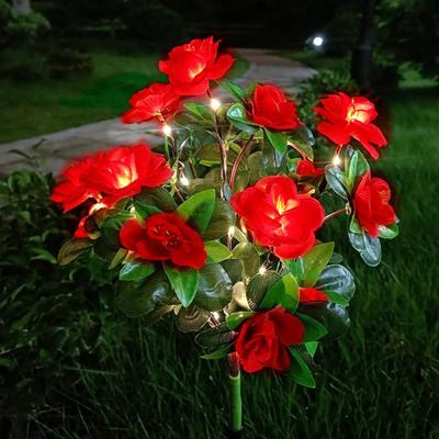 Solar Gartenblütenlicht Künstliche Azaleenblüte Pfahlleuchte LED Wasserdichte Wegleuchte für Hof Zaun Terrasse Rasen Friedhof Dekor