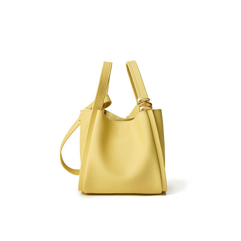 

[] Premium leather vegetable basket handbag 2025 new bucket bag single shoulder messenger women s bag білий